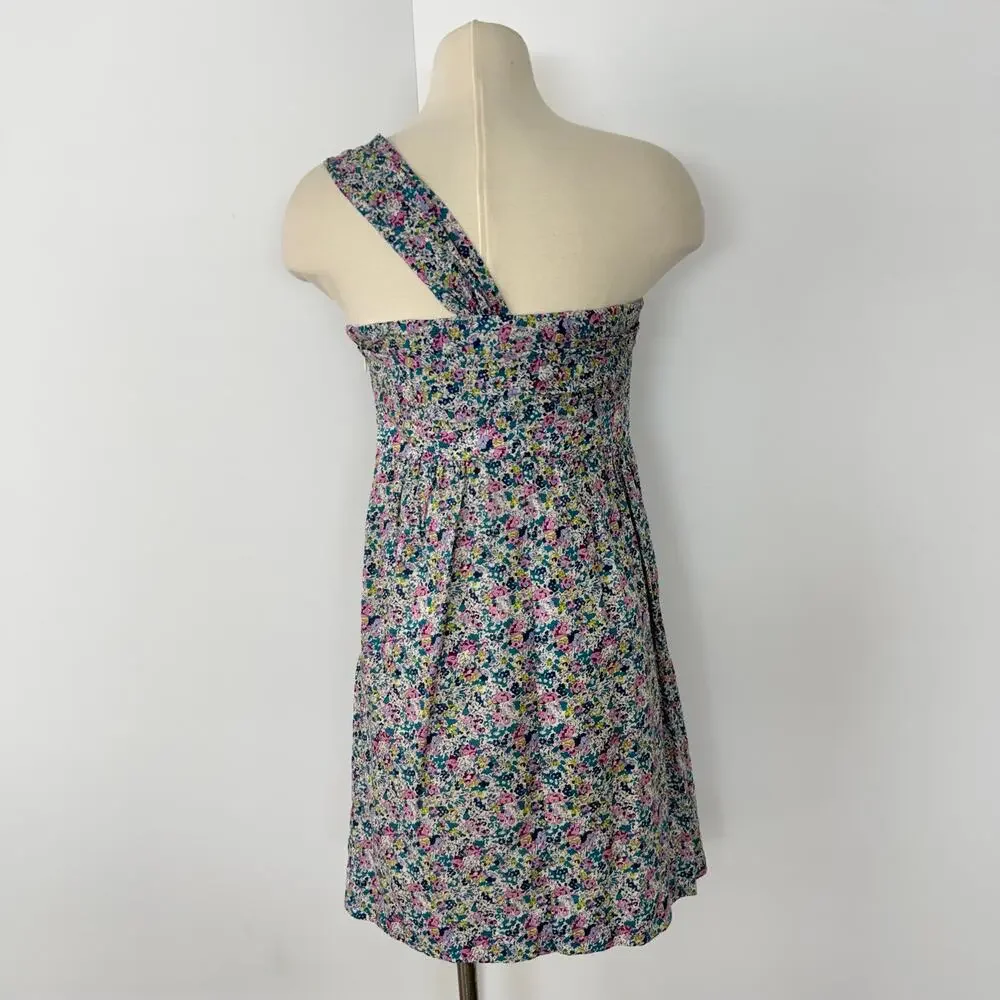 J. Crew x Liberty Fabric Cotton One-Shoulder Mini Dress Ditsy Floral Print P4